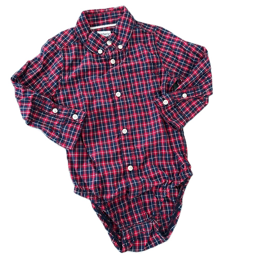 Navy & Red Button Up